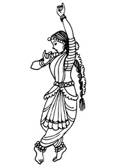 Beautiful Indian Classical Dancer Character Vector Illustration, Elegant Bharatanatyam Dancer