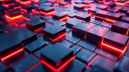 Obraz premium Clean background showcasing a mosaic of geometric tech designs, sleek and modern.