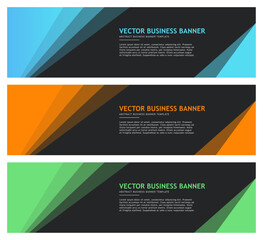 Fototapeta premium Simple and minimalist business banners blue, yellow and green horizontal flyer vector illustration template