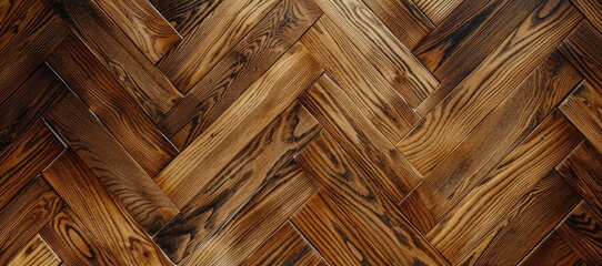 Top view of a laminate wooden parquet floor.
