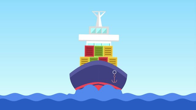 International logistics and cargo delivery concept. Full length animation illustration. High quality 4k footage.