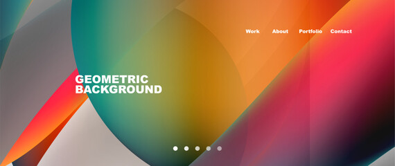 Web page design with geometric elements - circle and wave. Techno art concept. Vector Illustration For Wallpaper, Banner, Background, Card, Book Illustration, landing page