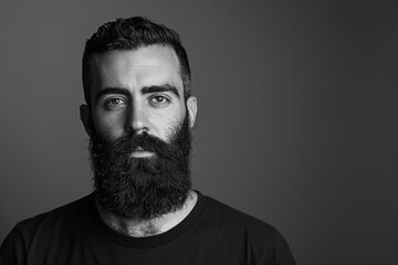 Fototapeta premium Professional Portrait of Bearded Man in Minimalistic Studio Setting