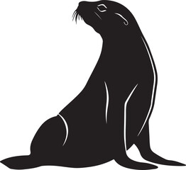Sea Lion Silhouette Vector Illustration White Background
