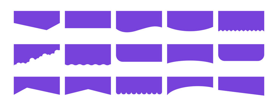 Separator Header for web page design. Flat Vector illustration. Set of Template with different Shapes. Banners or Posters. Website border concept.