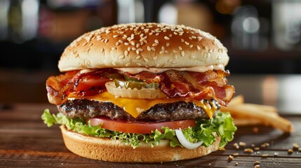 Classic Cheeseburger with Toasted Sesame Bun