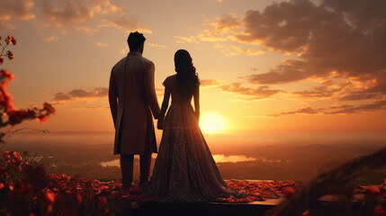 silhouette of young indian couple