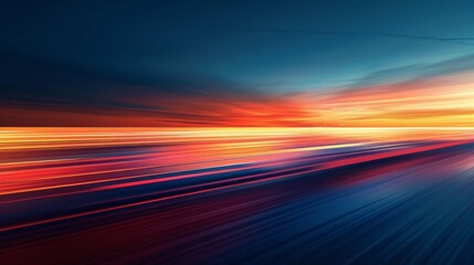 long exposure, gradient rich blue white and orange, horizontal speed of light, minimalist