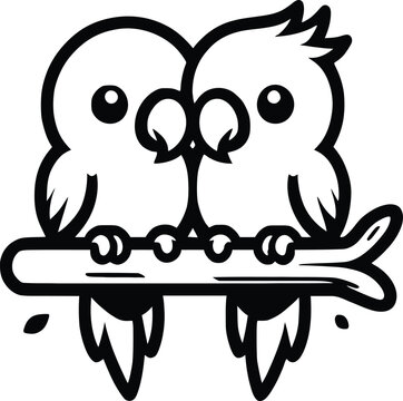 recommend clip art: Parrot bird line  art drawing Editable line Vector illustration