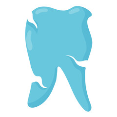 Caries. Sick tooth with cracks in flat style. Vector illustration isolated on white background.