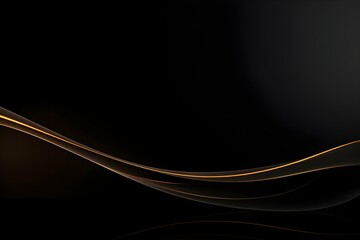 Abstract black background with golden light trail flowing, creating a sense of elegance and sophistication