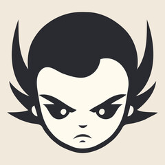 simple cartoon minimalist logo of An angry woman vector illustration design