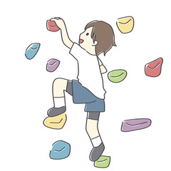 ボルダリングを楽しむ男の子