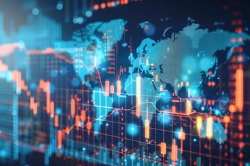 Obraz premium Global business growth graph stock financial success market chart on digital investment strategy exchange finance data concept, technology economy communication network connection