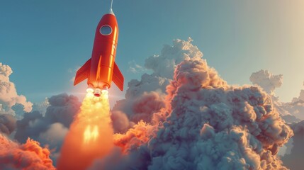 Rocket themed action plan design and concept background.