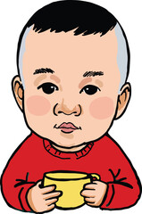 boy holding a drinking glass