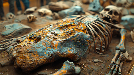 historical fossil bone skeleton in museum