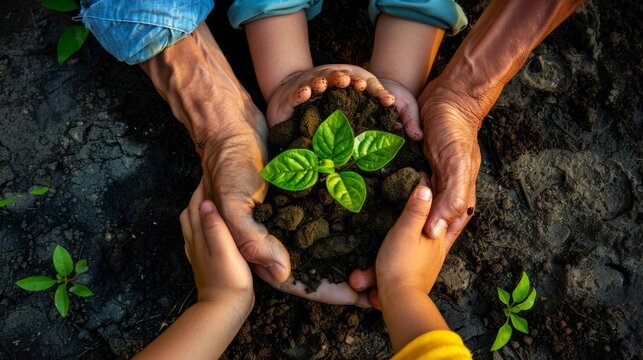 The Hands Holding Seedling