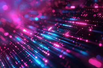A vibrant and dynamic abstract digital background featuring futuristic neon lights in a mesmerizing array of colors, creating an immersive and high-tech atmosphere