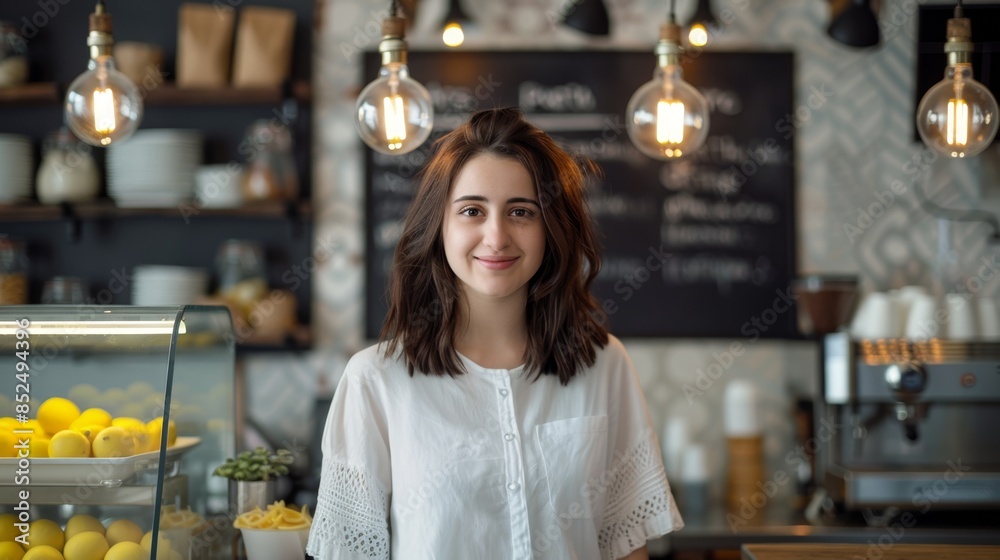 Wall mural The smiling young barista