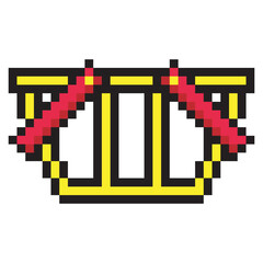 Shopping basket in pixel art style