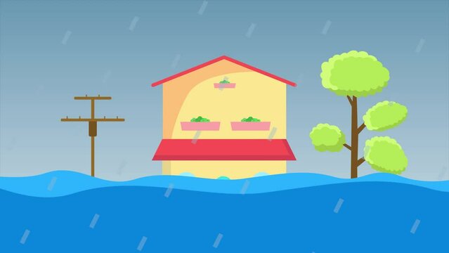 Natural disasters Concept. Full length animation illustration. High quality 4k footage.