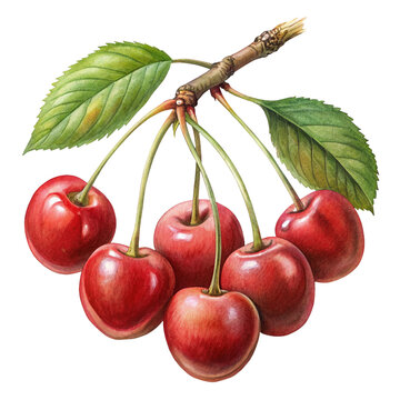  cherries isolated on white background, charry Illustration
