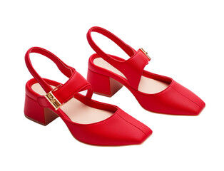 Red color sandal mockup isolated on white background