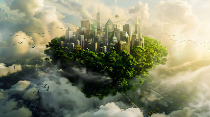 Floating City In The Clouds Illustration