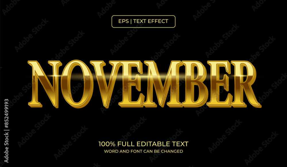 Sticker design editable text effect, november text effect