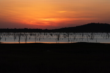 Fototapeta premium View of the lake during sunset