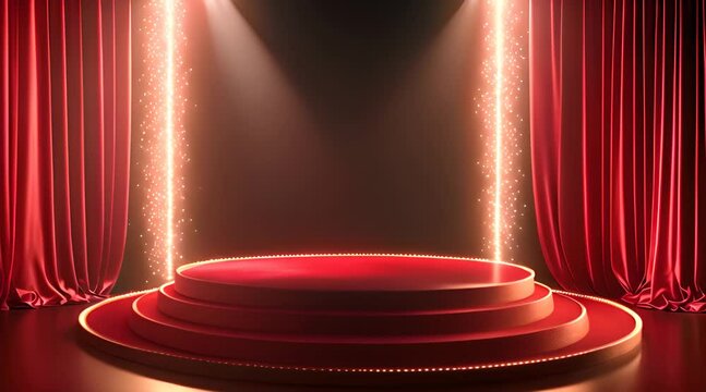 stage with red carpet and spot light background