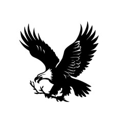 Eagle Silhouette Vector Illustration White Background