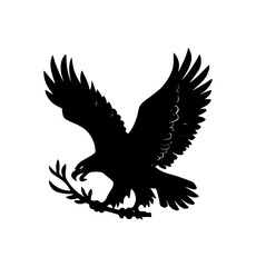 Eagle Silhouette Vector Illustration White Background