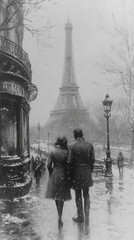 couple at the Eiffel tower