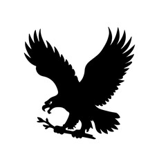 Eagle Silhouette Vector Illustration White Background