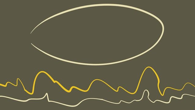 Two yellow lightning bolts or curved lines wriggle against a dark background below. At the top there is a cartoon frame for inserting text.