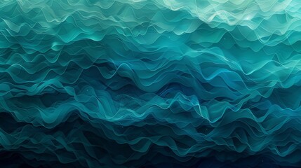 Obraz premium Underwater scene exhibiting teal, aquamarine, navy gradients, wavy patterns, and current imitation.