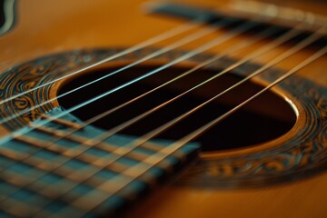 Obraz premium Authentic Acoustic Guitar Display. Music and Instrument concept