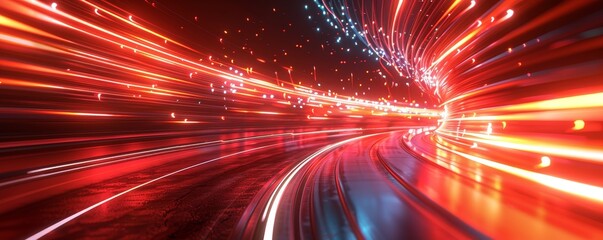 3d render, abstract red speed light trails.,