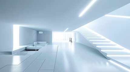 Obraz premium Modern Minimalist Interior Design with Staircase