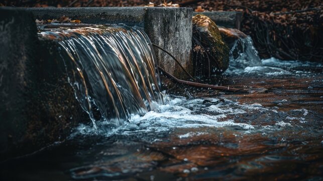 Dam water flowing into a creek