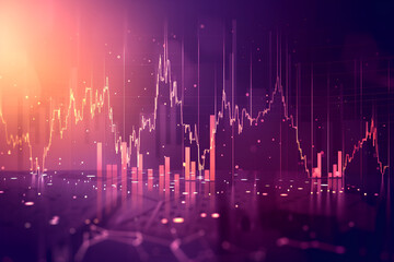 Abstract Financial Data Visualization in Purple and Orange