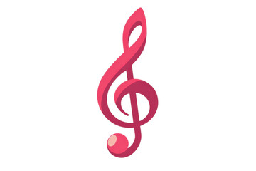 Fototapeta premium Illustration of a red treble clef music note on a transparent background. Perfect for use in music-related designs, posters, and educational material.