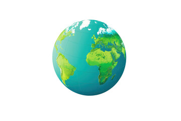 Naklejka premium Vector illustration of Earth with continents and oceans, showcasing vibrant colors and geographical details. Isolated on a transparent background.