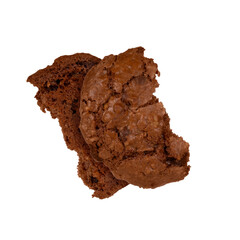 Chocolate cookies broken isolated on black