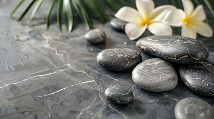 Fototapeta premium Spa stones and orchid