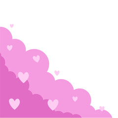 Corner Cloud Pink with Love element vector 