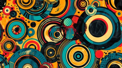 Abstract funk-inspired background showcasing traditional African patterns in a vibrant 70s Sci-Fi aesthetic.