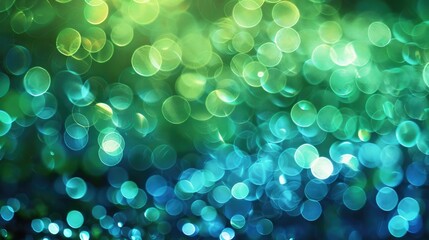 Fototapeta premium Abstract background with blue and green bokeh lights